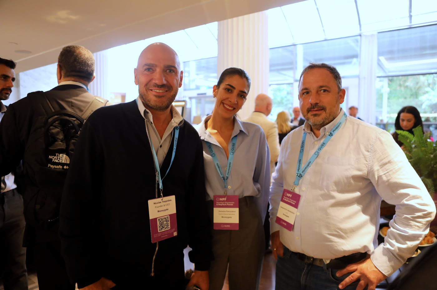 Nicolas Treppides, Demetra Petroyianni and Panayiotis Theodosiou at the NextGen Payments & RegTech Forum in Athens
